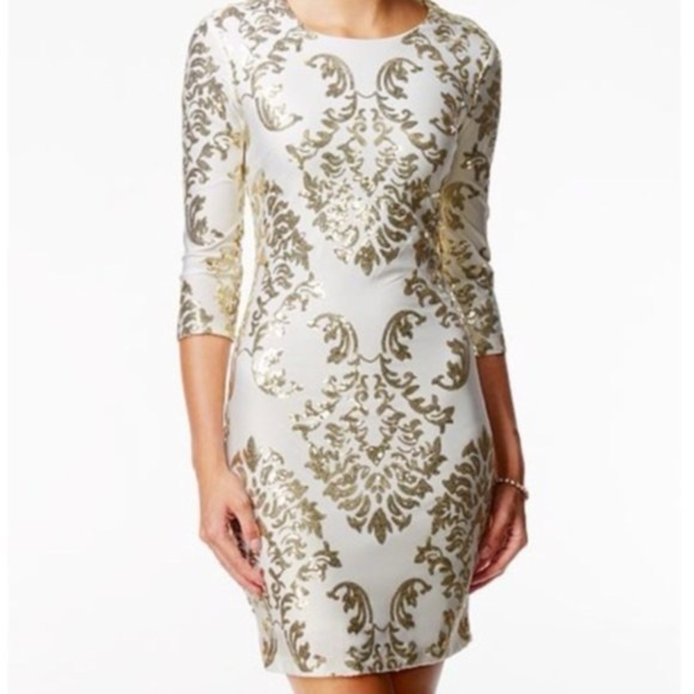 B. Darlin // Size 3/4 White and Gold Cocktail Dress